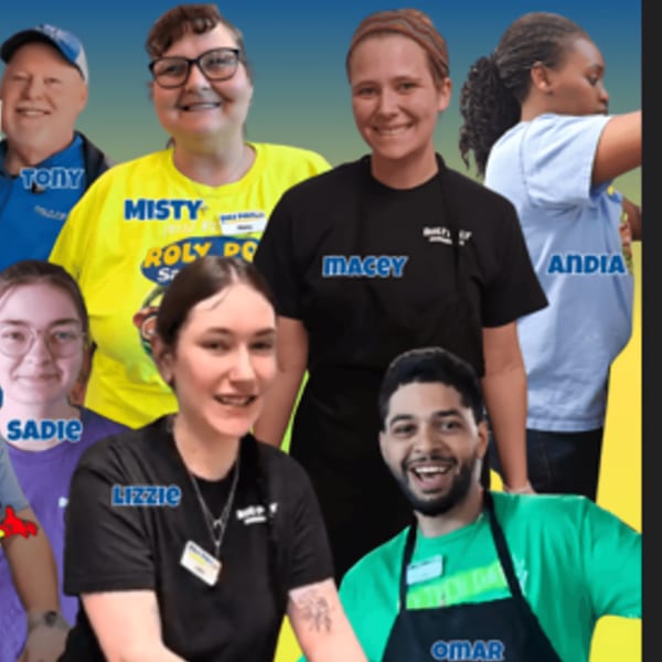 Smiling D Restaurant Latin Cuisine staff members, Tony, Misty, Macey, Andia, Sadie, Lizzie, and Omar.